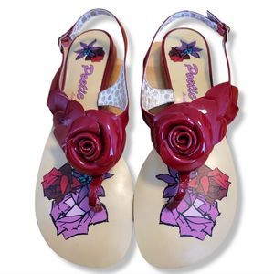 Poetic License red rose thong strapped sandals